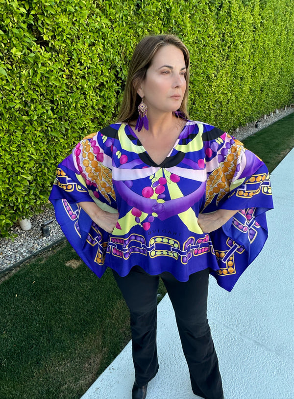 Silk Tunic V Neck “Deep Purple “