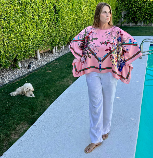 Silk Tunic “Pink Floral “