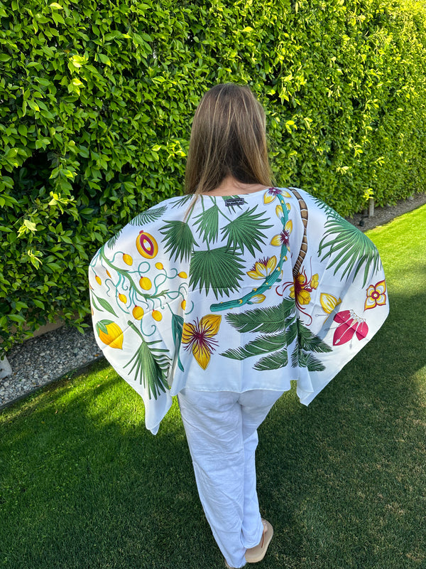 Palm Springs Silk Tunic in White 🌴🌴