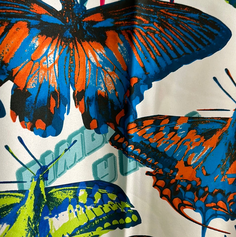 Long Silk Caftan “Vibrant Butterflies “