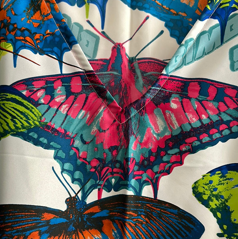 Long Silk Caftan “Vibrant Butterflies “