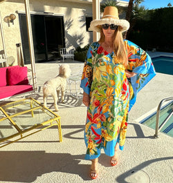 Silk Designer Caftan “Paradise “Turquoise