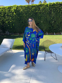 “Palm Springs “ Silk Caftan in Royal Blue 🌴Scoop Neck