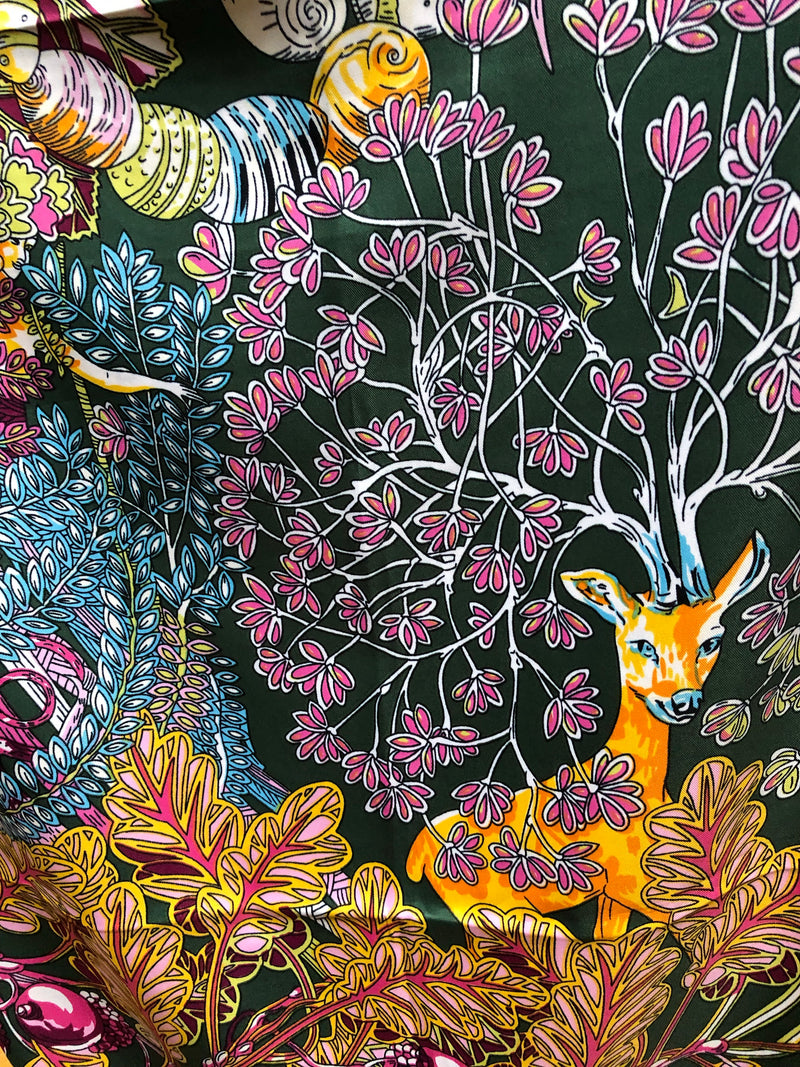 Mystical Gardens in Dark Green Robe / Kimono