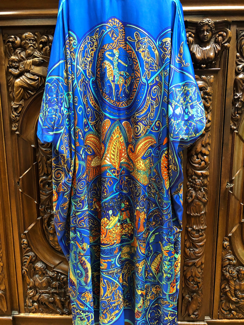 Silk Robe/ Kimono in “La Charm” Royal Blue