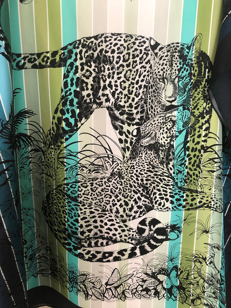 “Jungle Love” Silk short Caftan  36”