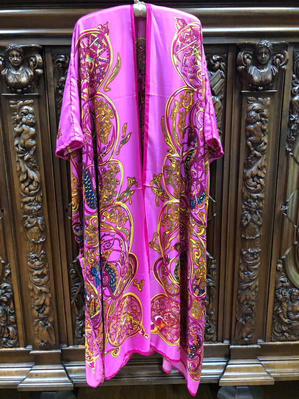 Silk Robe/ Kimono in La Charm Fuchsia