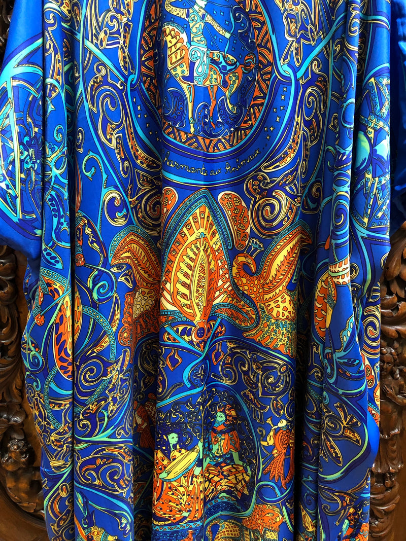 Silk Robe/ Kimono in “La Charm” Royal Blue